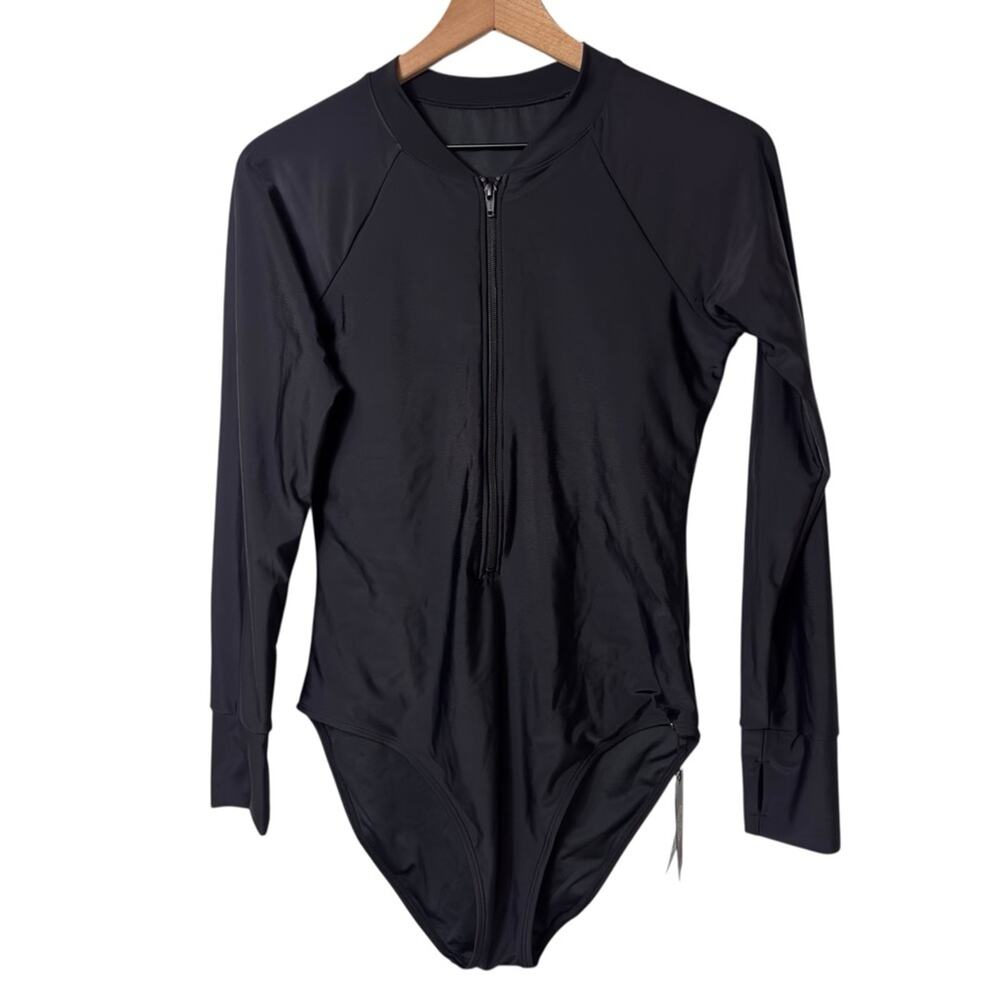RELLECIGA BLACK WOMEN ONE PIECE WOMEN SWIMMING RASHGUARD SIZE LARGE BRAND NEW